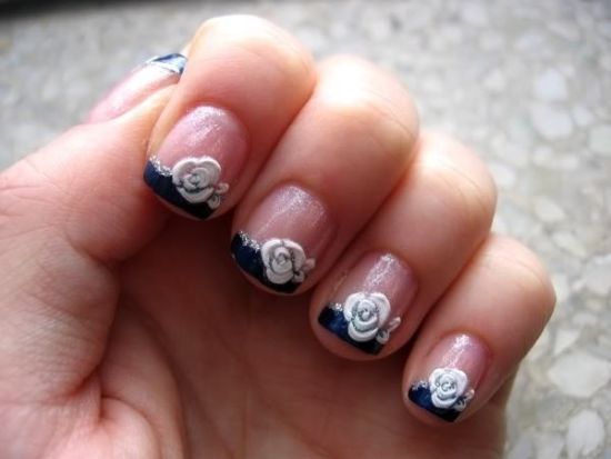 White rose nail art