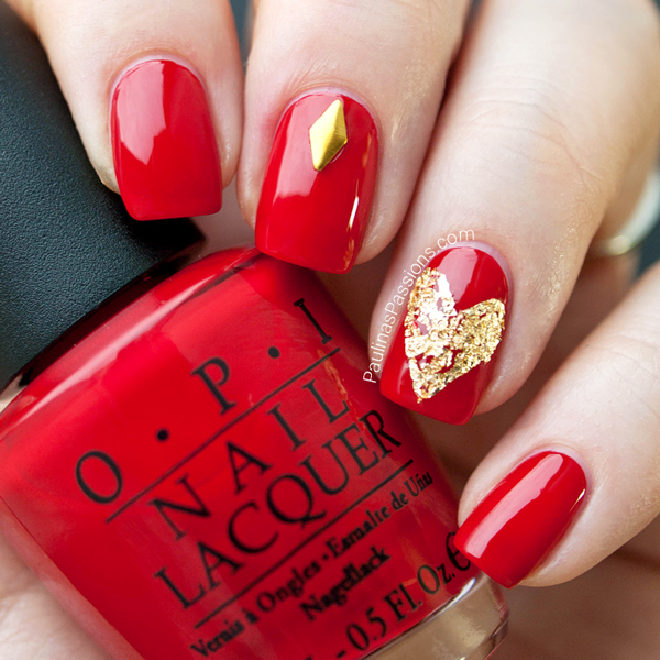 40 Flamboyant Red and Gold Nails