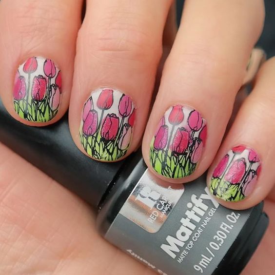 36 Splendid Tulips Nails | Nail Design Ideaz