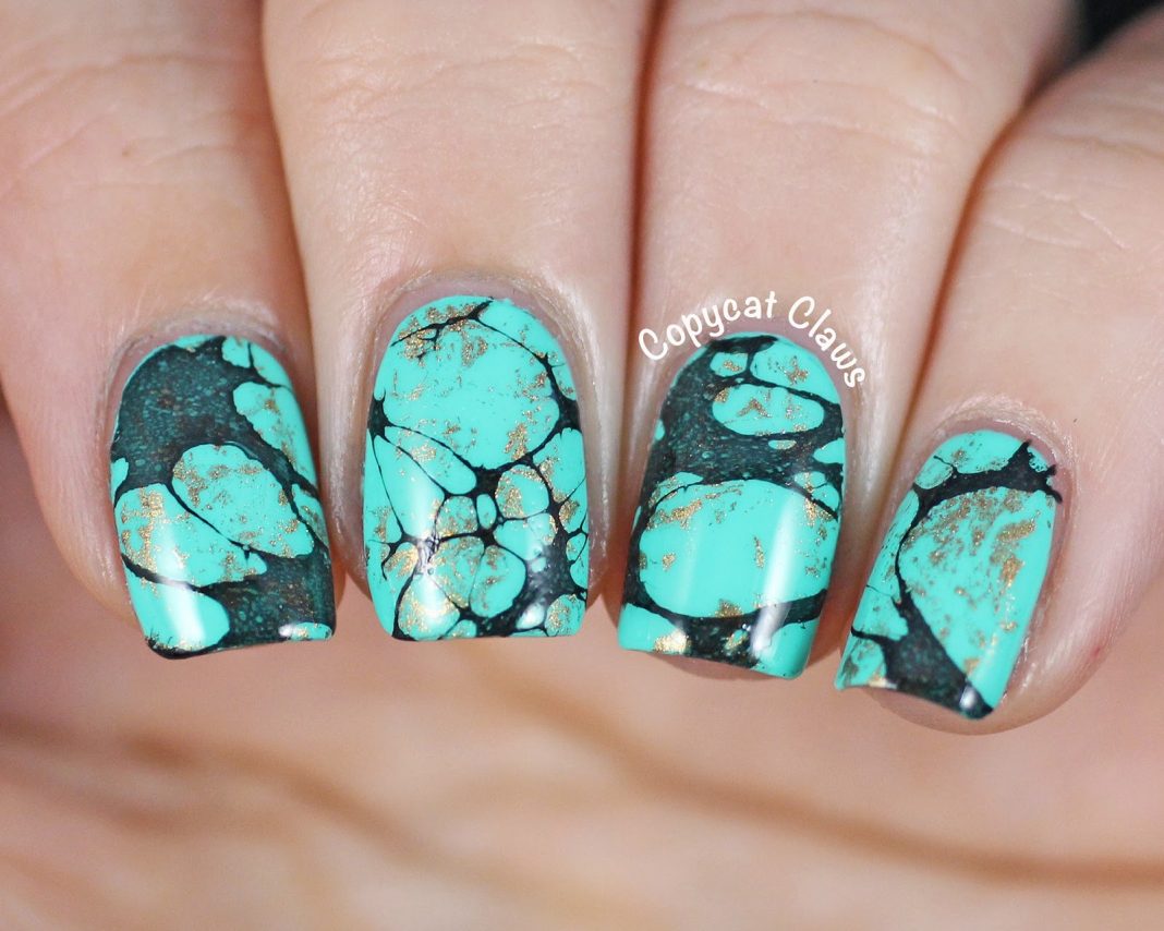 1. Turquoise and Gold Nail Art Design - wide 10