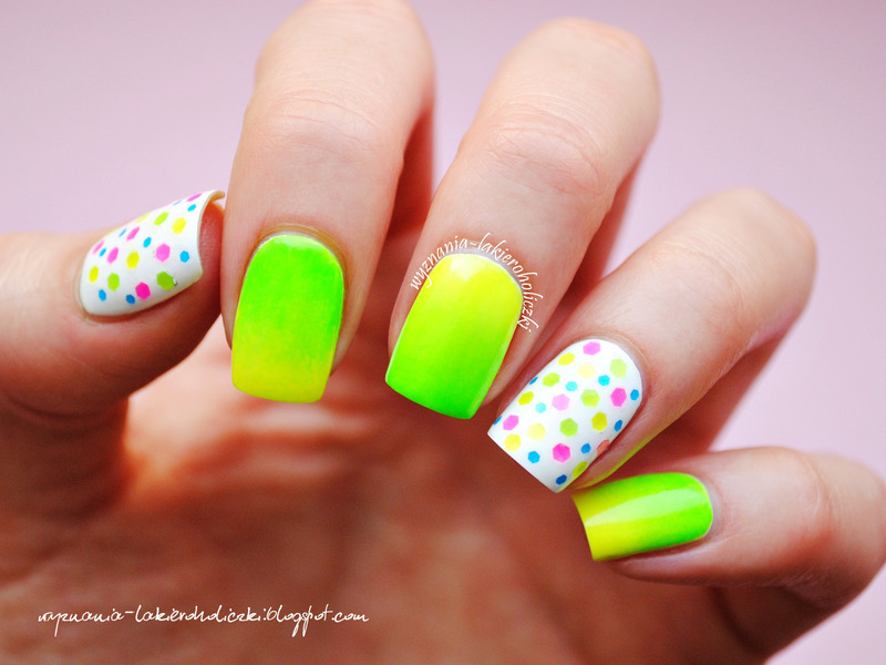 Green Neon and Polka Dot Nails