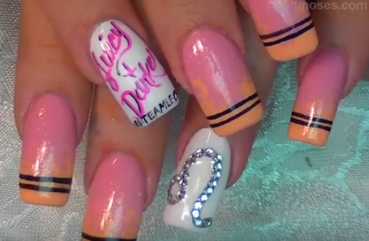 Leo Nail Art Design in Pink Ombre