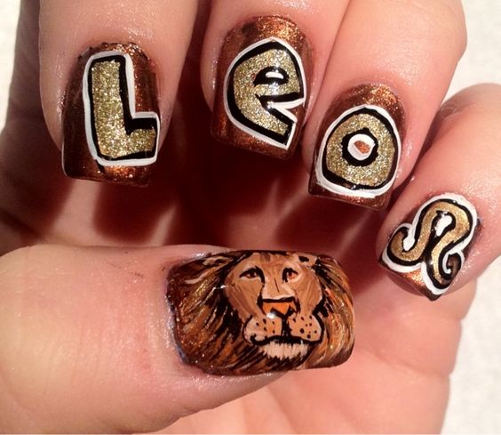 Leo Zodiac Nail Art Design